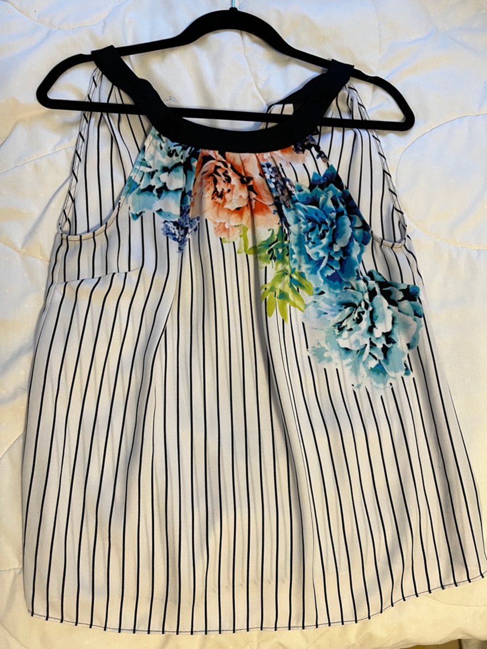 Worthington Striped Floral Halter sleeveless blouse M